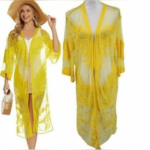 LEMON yellow lace Kimono cover up Hearts and Wings